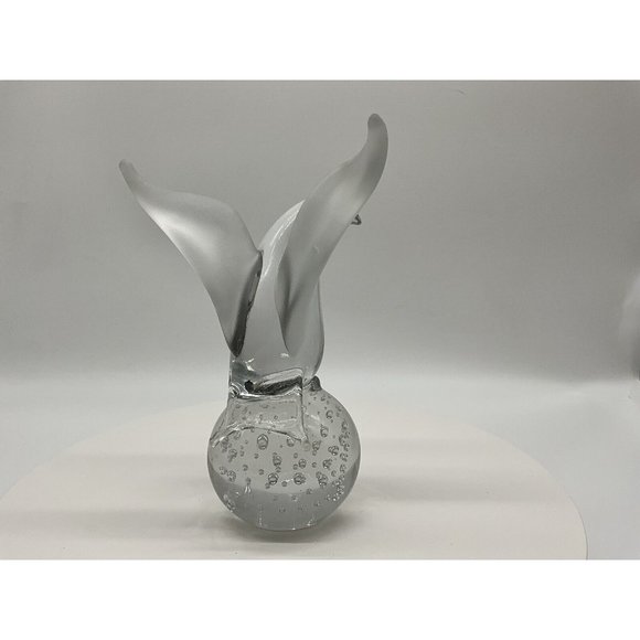 I W Rice and Company Solid Clear Art Glass Dove Paperweight with Frosted Wings - Picture 14 of 16